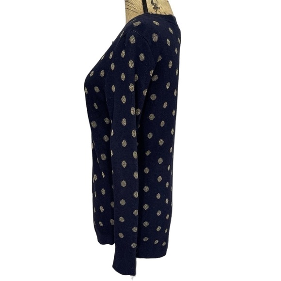 Loft Pullover Sweater Navy Blue Gold Polka Dot Knit NWT Soft - Picture 8 of 12